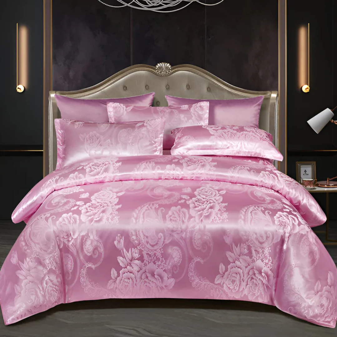 Floral Satin Duvet Cover Set with Pillowcases – Soft Breathable Bedding