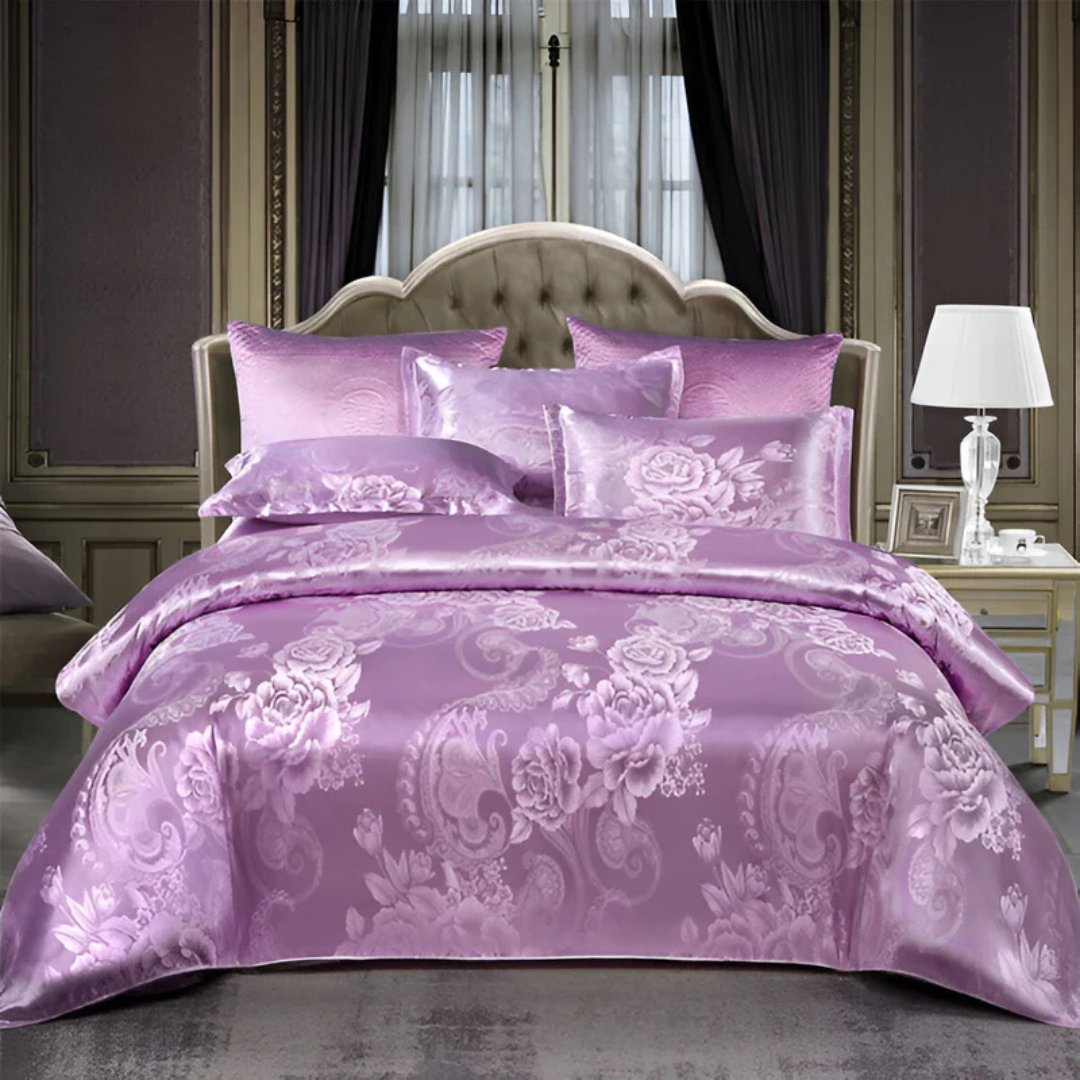 Floral Satin Duvet Cover Set with Pillowcases – Soft Breathable Bedding